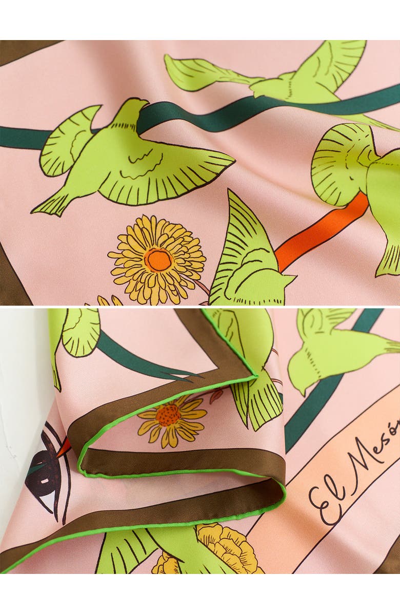 Lost Pattern "House of Frida" Silk Bandana Scarf, Alternate, color, Neon Green