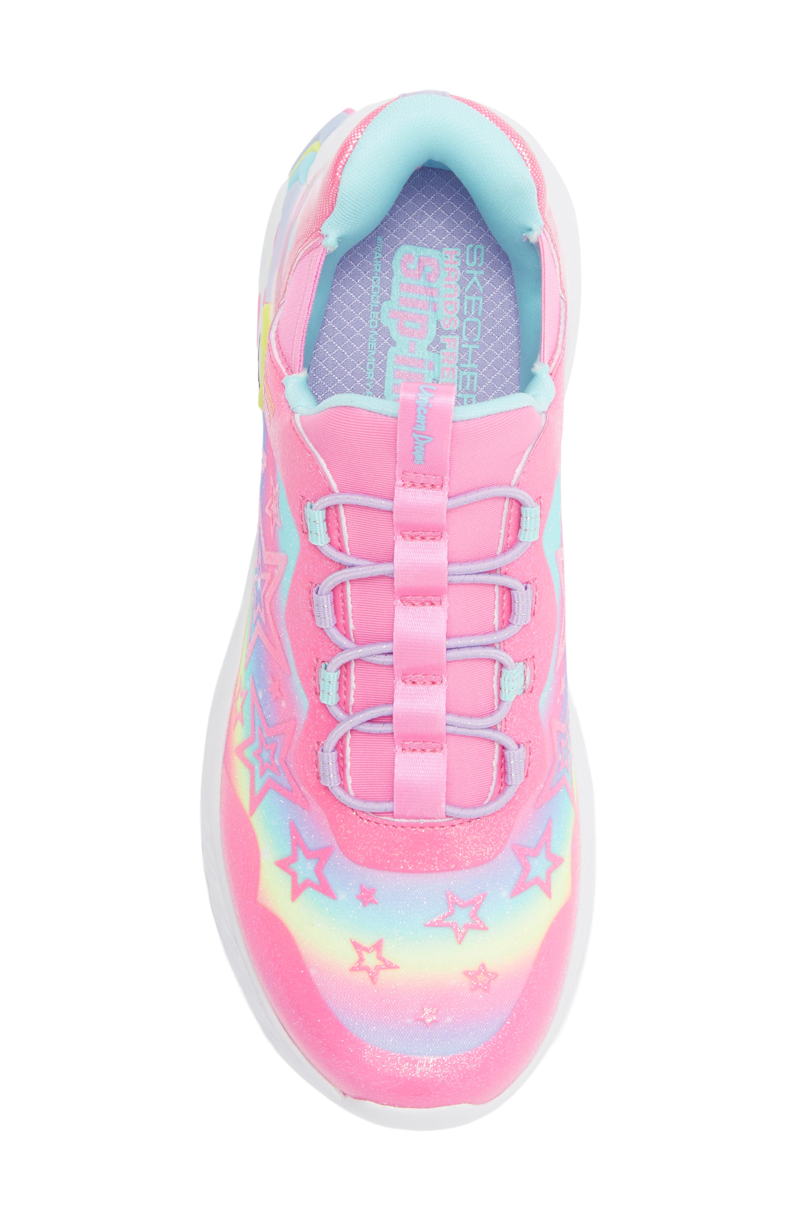 SKECHERS Kids' Unicorn Dreams Starry Lite Sneaker, Alternate, color, Pink Multi