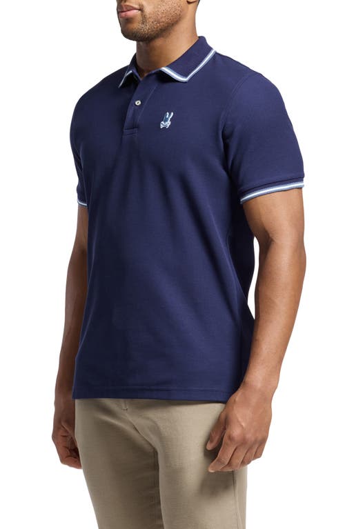 Psycho Bunny Foxton Pima Cotton Pique Tipped Polo In Evening Blue