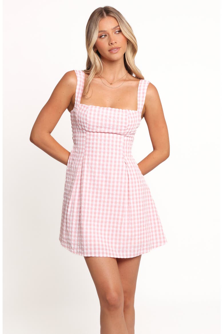 Althea Sleeveless Minidress, Alternate, color, PINK GINGHAM