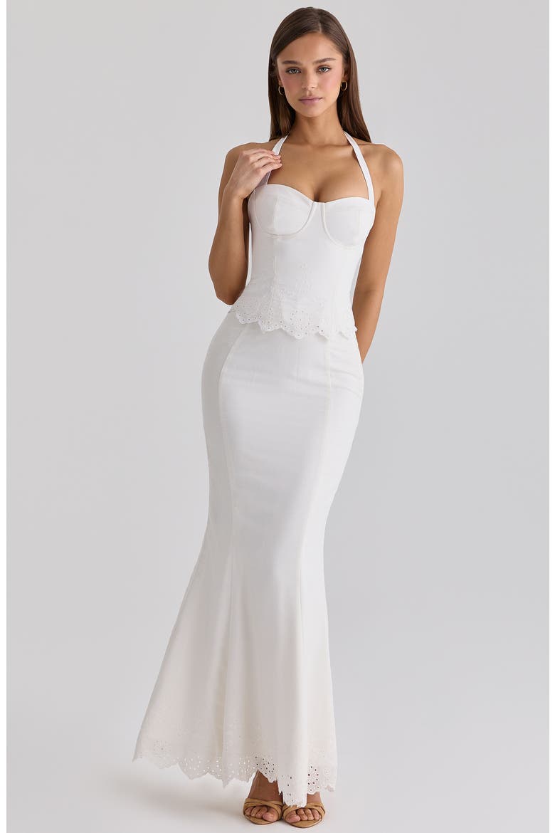 Zizi Halter Neck Broderie Dress, Alternate, color, WHITE