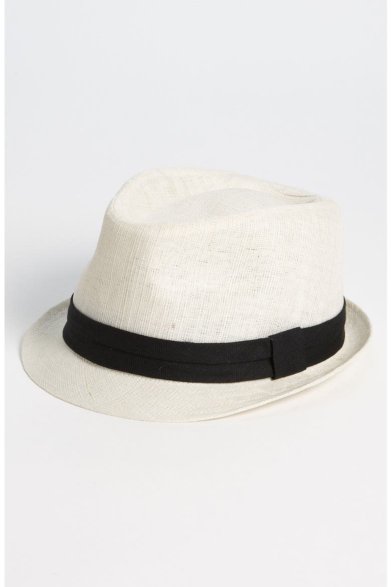 'Ramie' Straw Fedora, Main, color, TAN/ BLACK