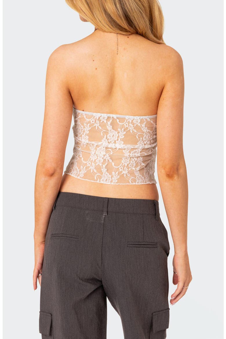 Twilight Split Front Lace Strapless Top, Alternate, color, WHITE