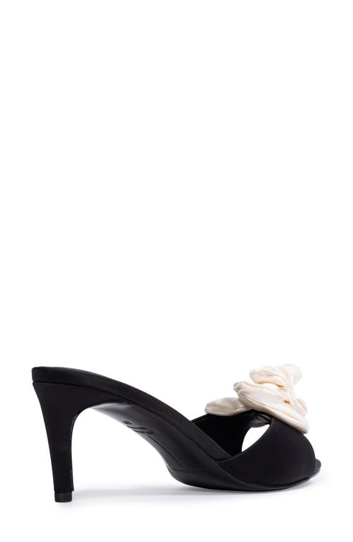 Black Suede Studio Josey Slide Sandal In Black Satin Coconut