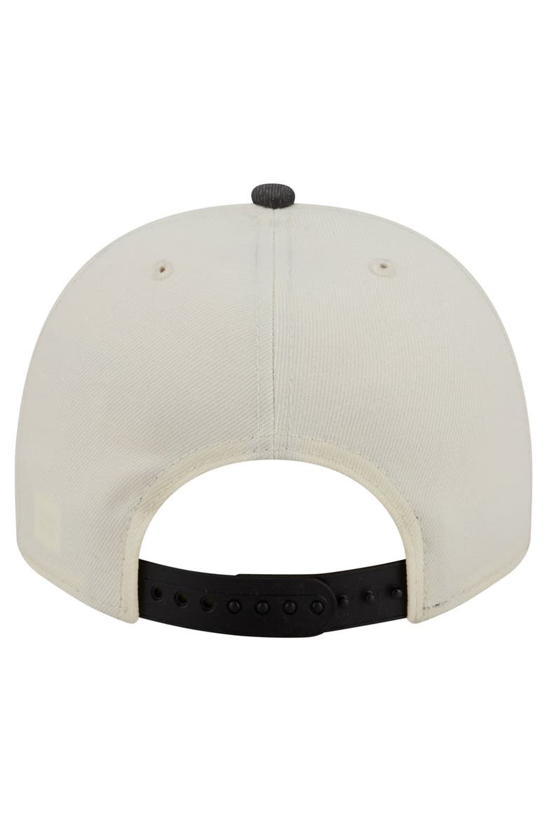 Men's New Era  Cream/Black Las Vegas Raiders Washed A-Frame 9FIFTY Snapback Hat, Alternate, color, Cream