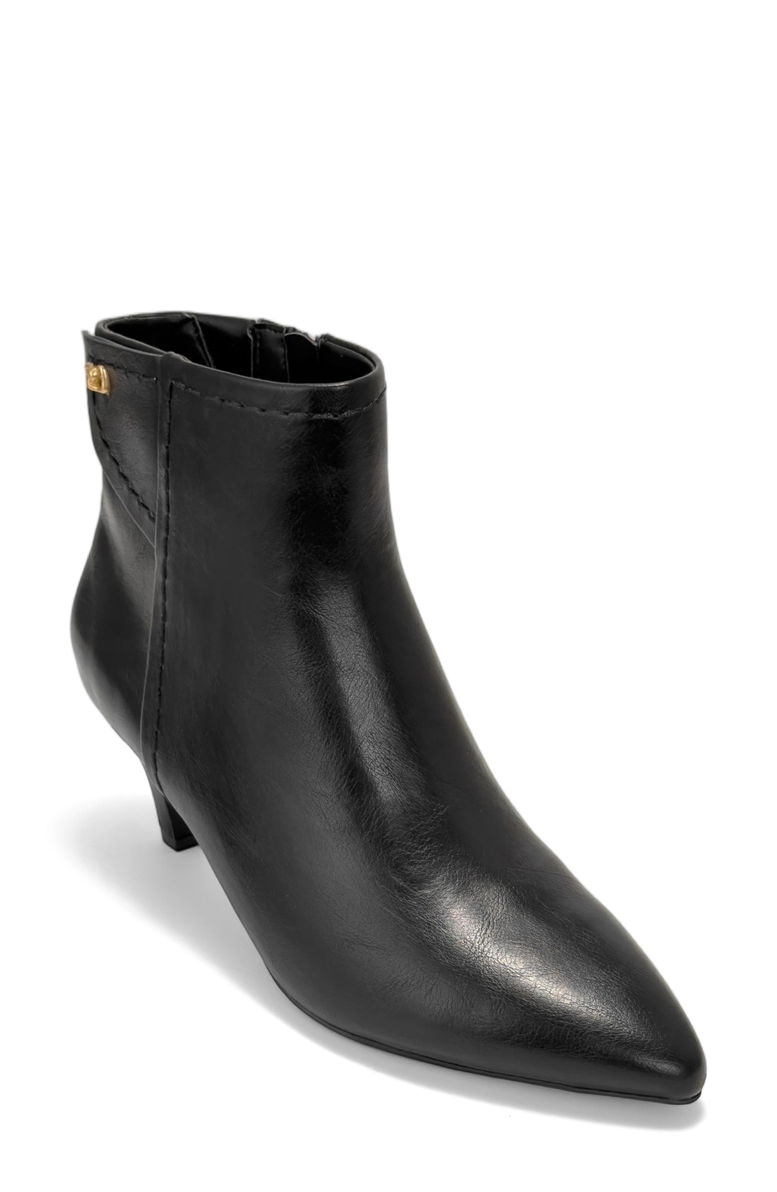 Laurie Faux Leather Bootie, Main, color, BLACK