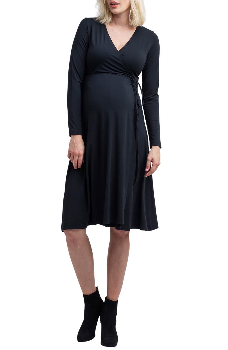 Nom Maternity Tessa Long Sleeve Jersey Maternity/Nursing Wrap Dress, Alternate, color, 