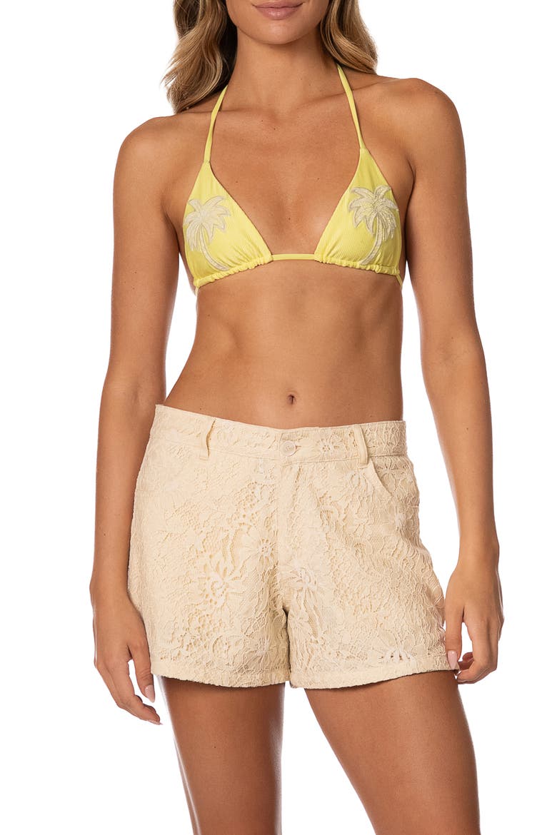 White Petal Apoli Shorts Cover-Up, Alternate, color, LIGHT BEIGE