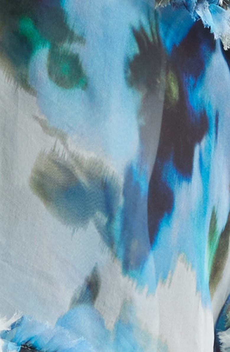 Zimmermann Alchemy Floral Silk Organza Ruffle Minidress, Alternate, color, Blue Poppy