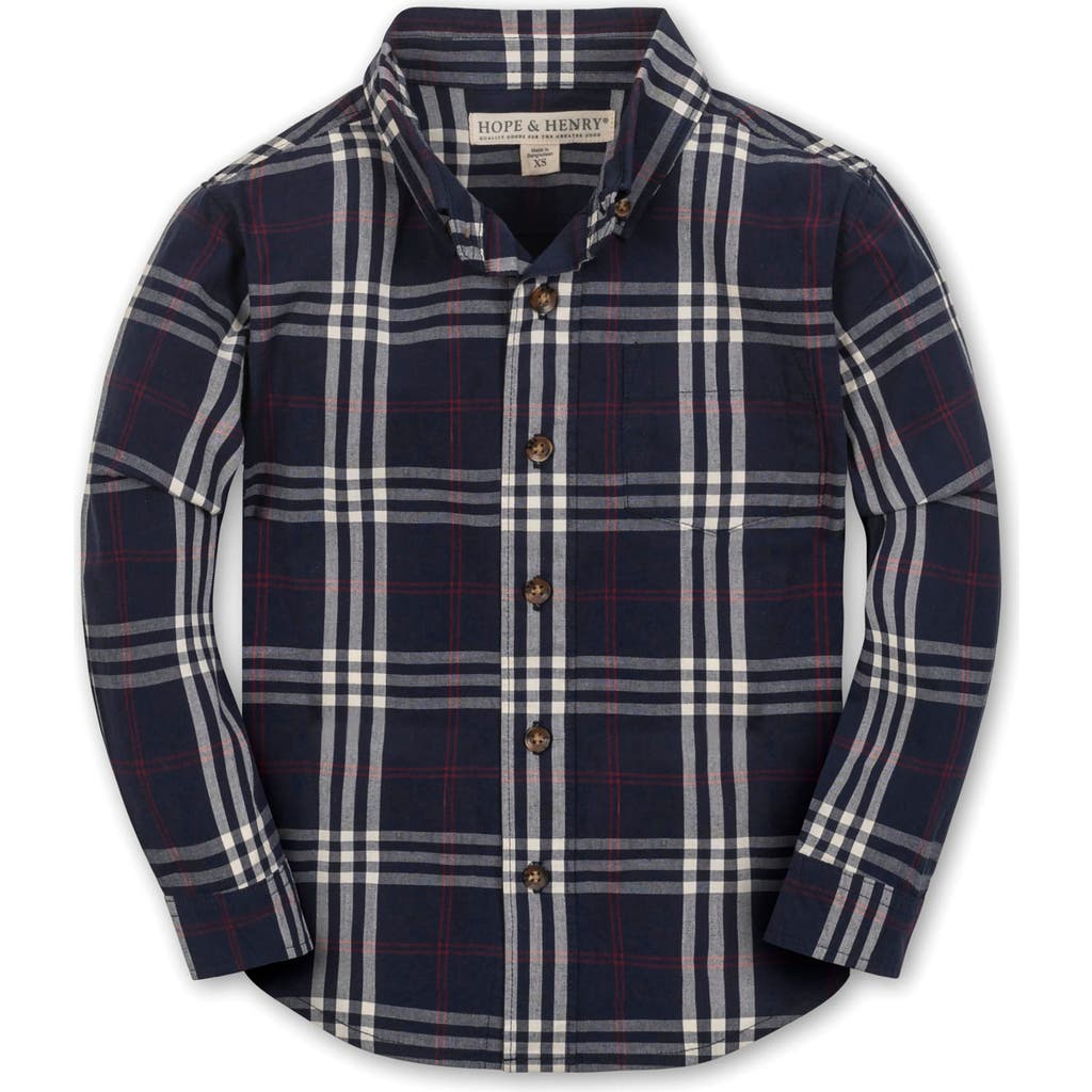 Hope & Henry Boys' Organic Stretch Poplin Shirt, Kids In Blue