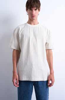 Topman Stripe Oversize Cotton Blend T-Shirt
