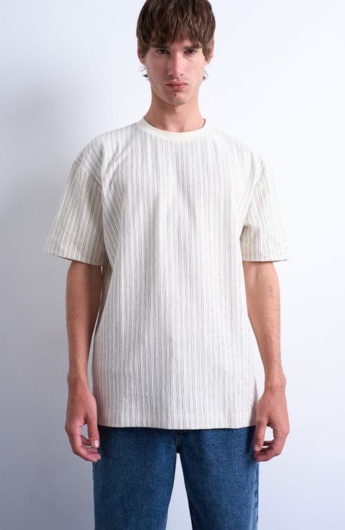 Topman Stripe Oversize Cotton Blend T-shirt In White