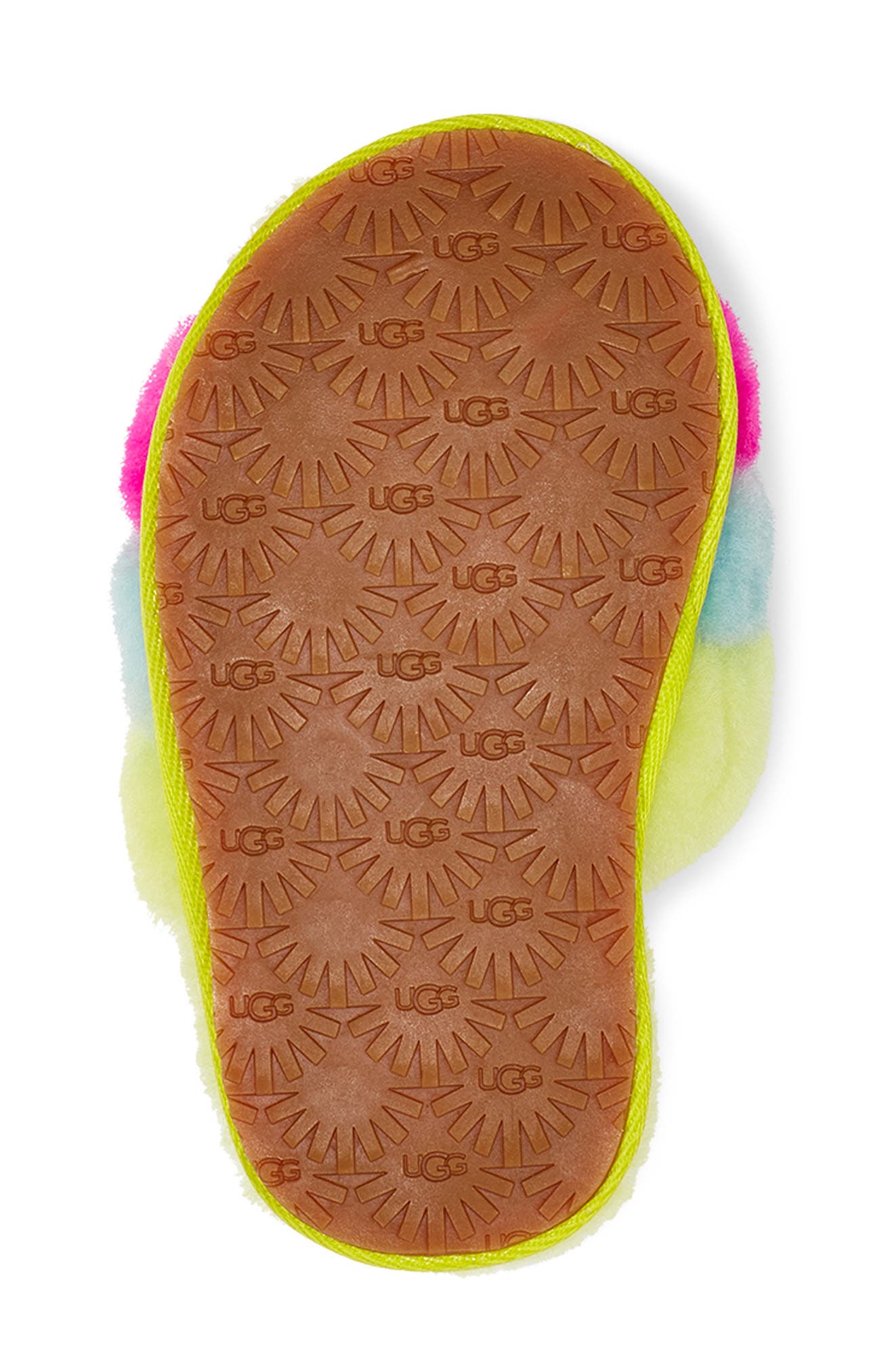 Fluff Yeah Genuine Shearling Slide Sandal, Alternate, color, NEON RAINBOW