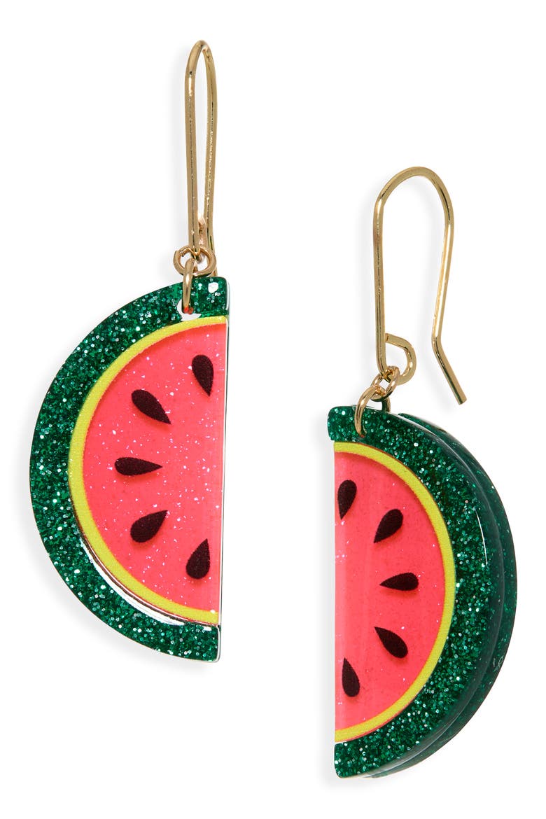 Watermelon Drop Earrings, Main, color, GREEN MULTI- GOLD