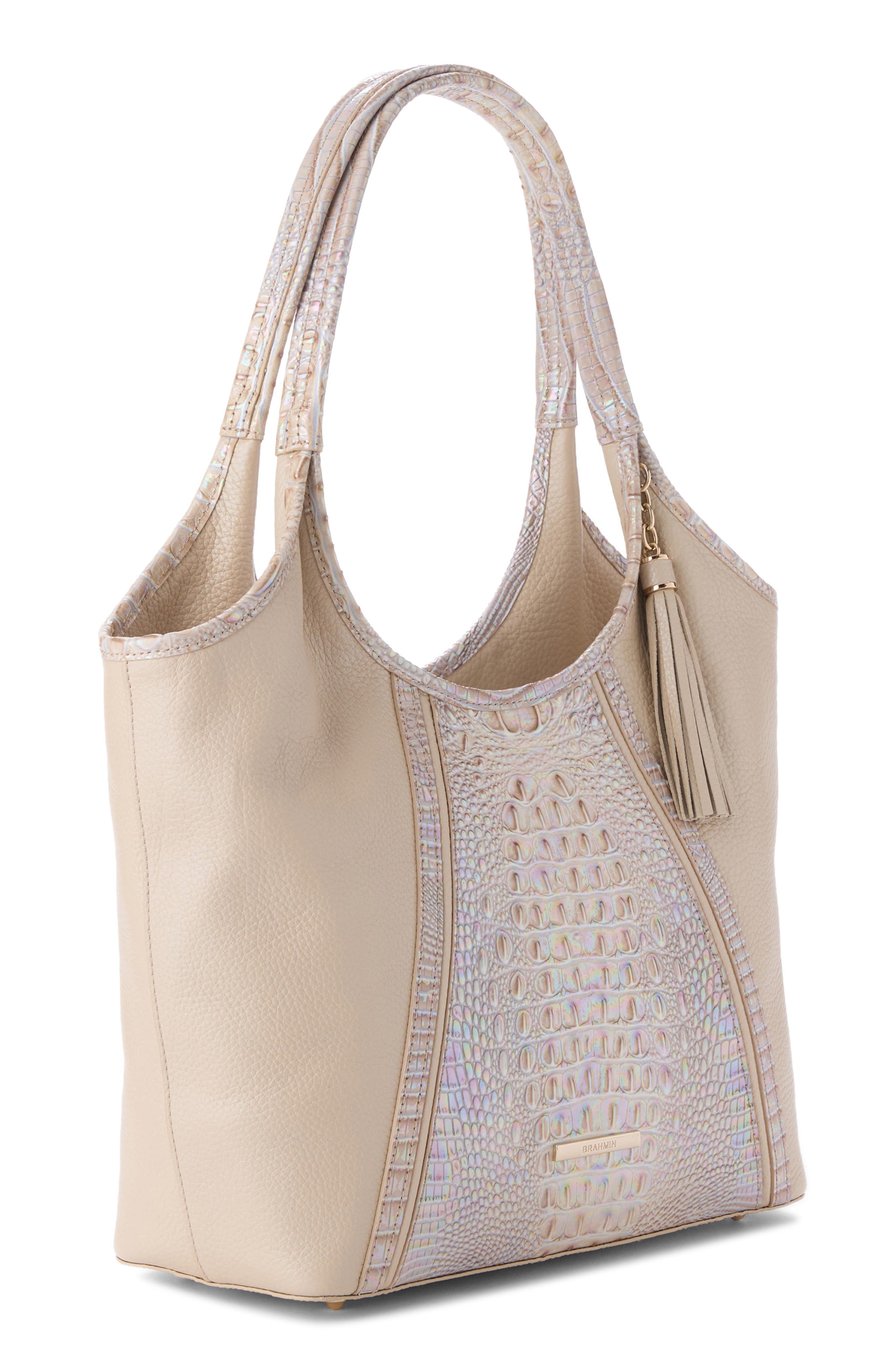 Brahmin Melora Embossed Leather Tote, Alternate, color, Pearl Admire