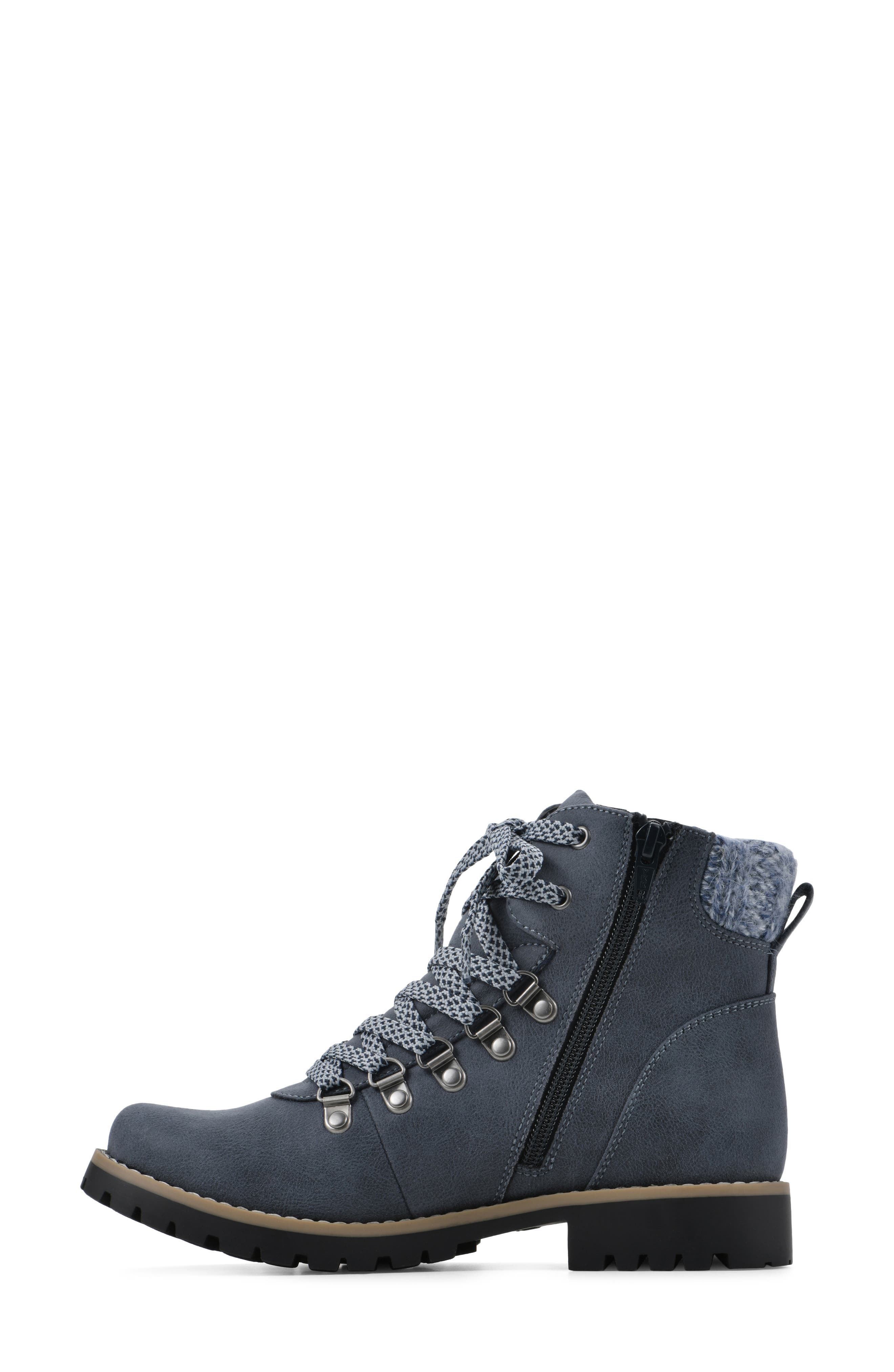 Primed Lace-Up Boot, Alternate, color, NAVY/ FABRIC