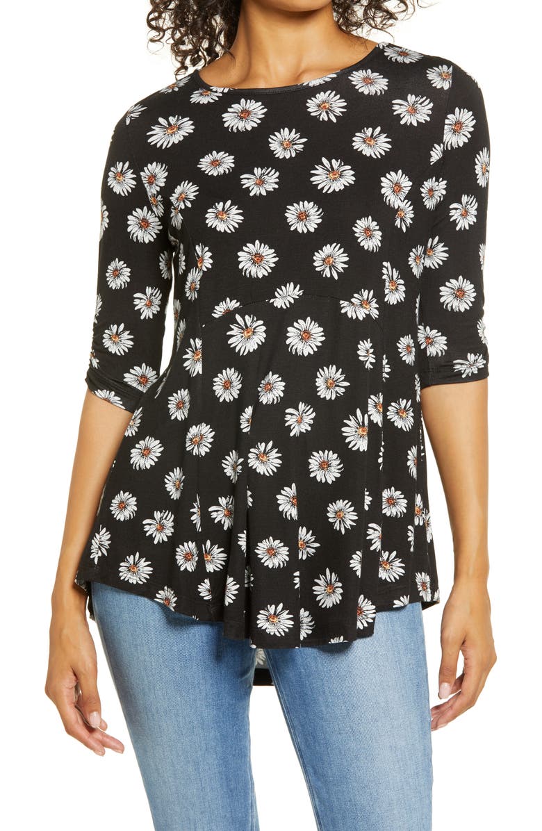 Bobeau Print Babydoll Top, Main, color,