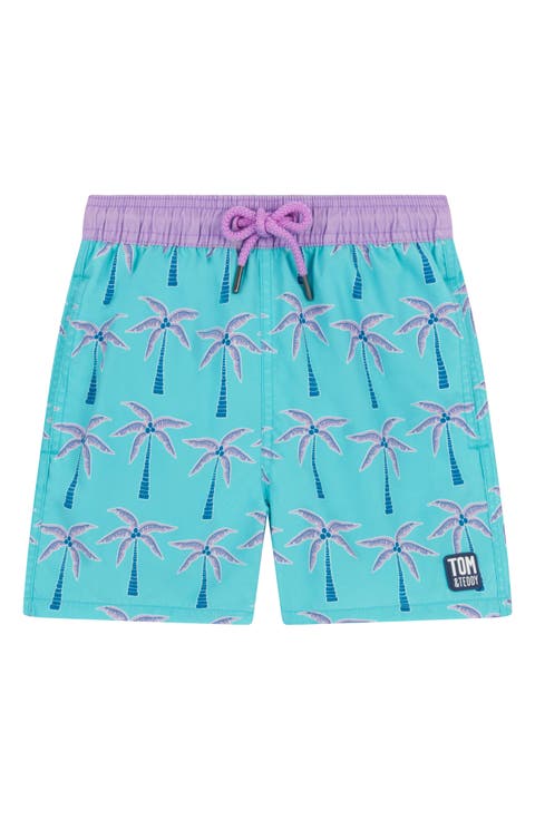 Kids' Palm Tree Print Performance Swim Trunks (Big Kid)
