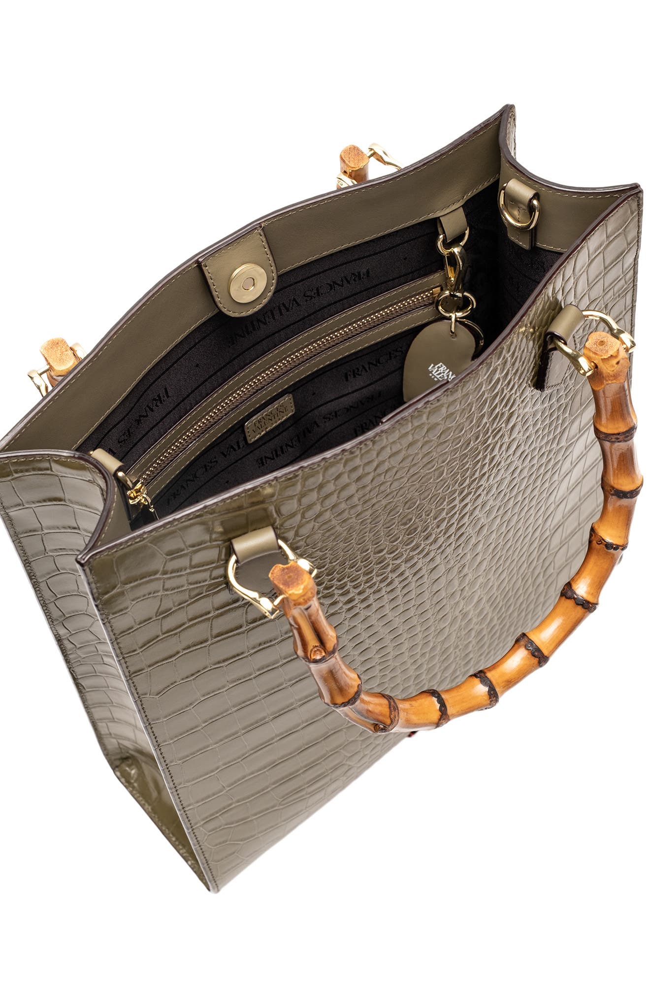 Nan Croc Embossed Leather Tote, Alternate, color, OLIVE