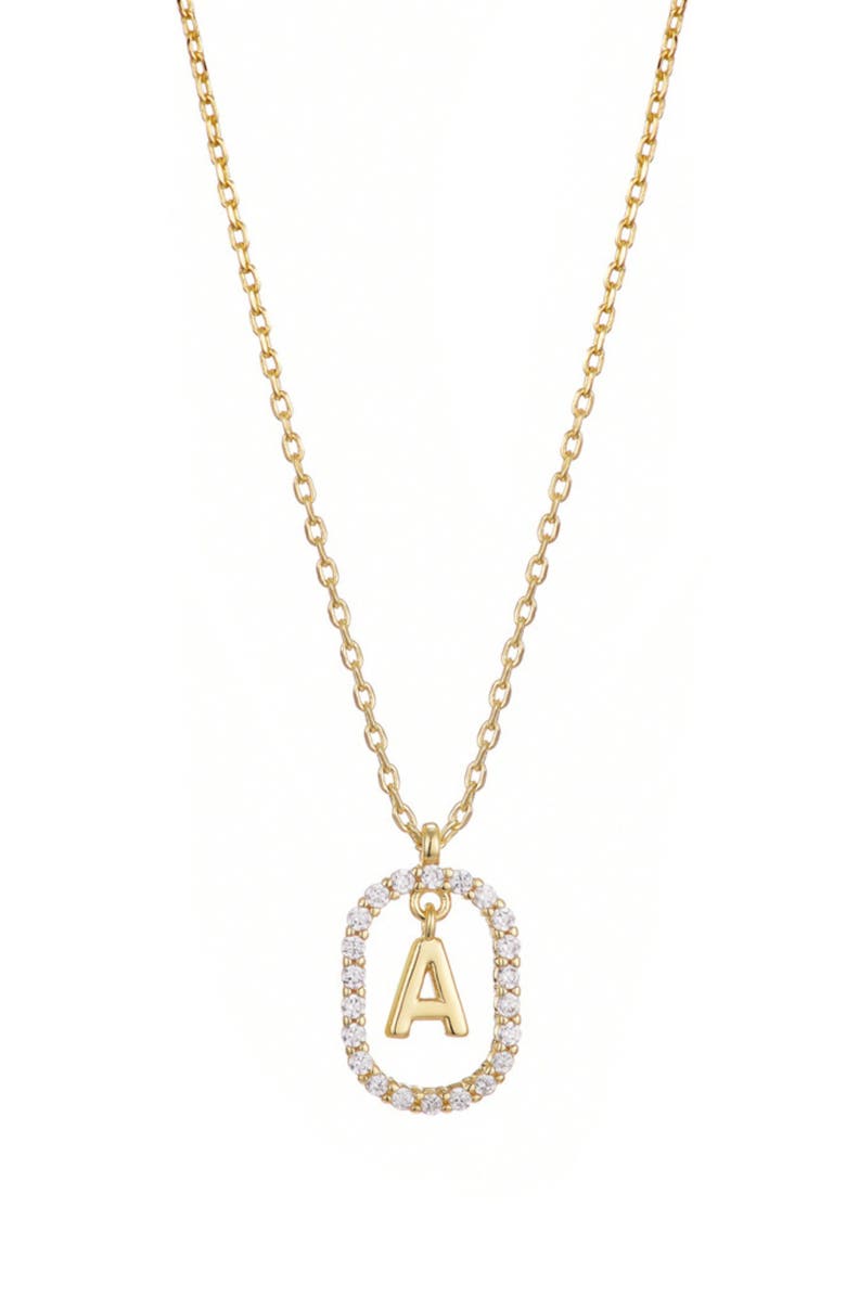 Adornia Floating Letter Initial Cubic Zirconia Pendant Necklace, Main, color, Gold-A