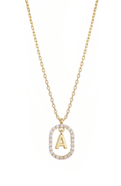 Floating Letter Initial Cubic Zirconia Pendant Necklace