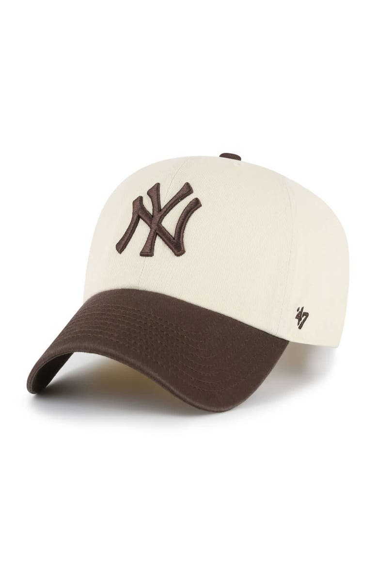 Men's '47  Natural/Brown New York Yankees Two-Tone Fashion Clean Up Adjustable Hat, Main, color, Natural