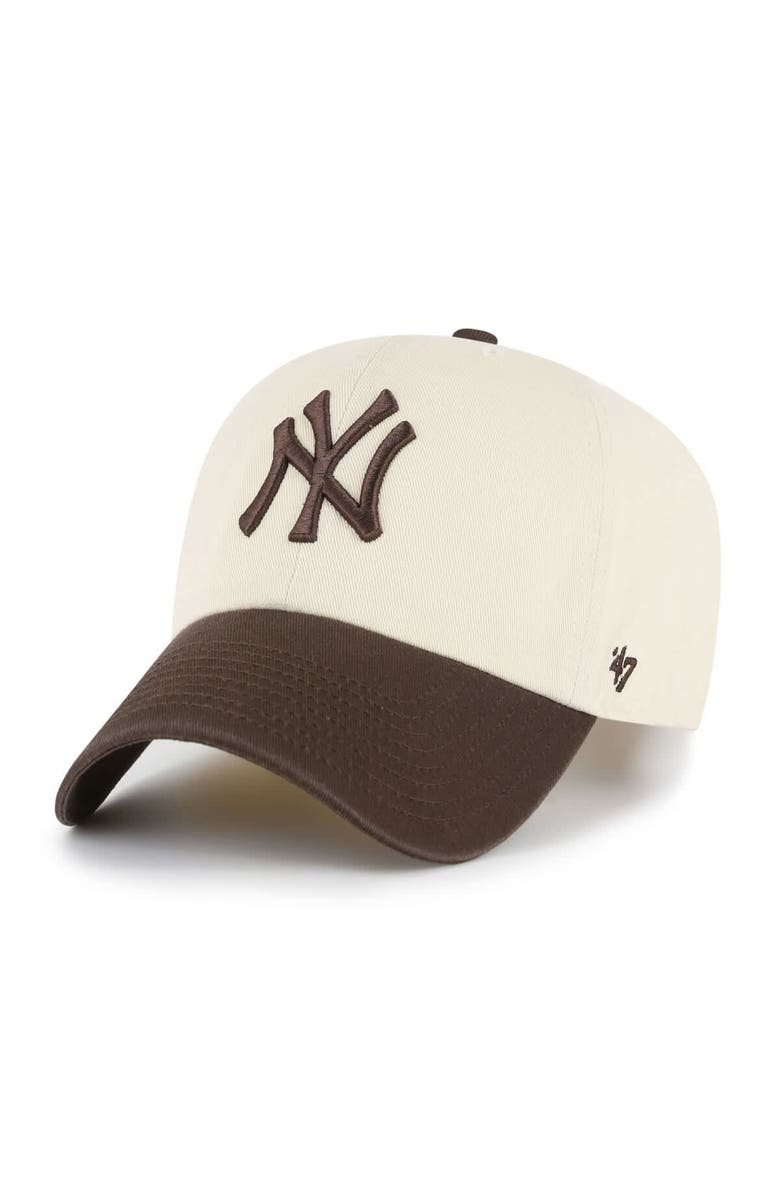 '47 Men's '47  Natural/Brown New York Yankees Two-Tone Fashion Clean Up Adjustable Hat, Main, color, Natural