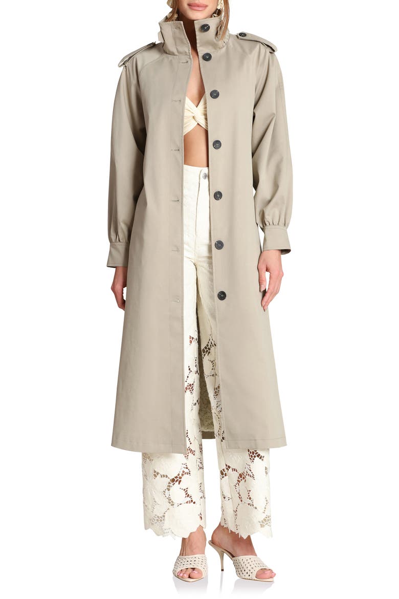 Funnel Neck Trench Coat, Alternate, color, SAGE