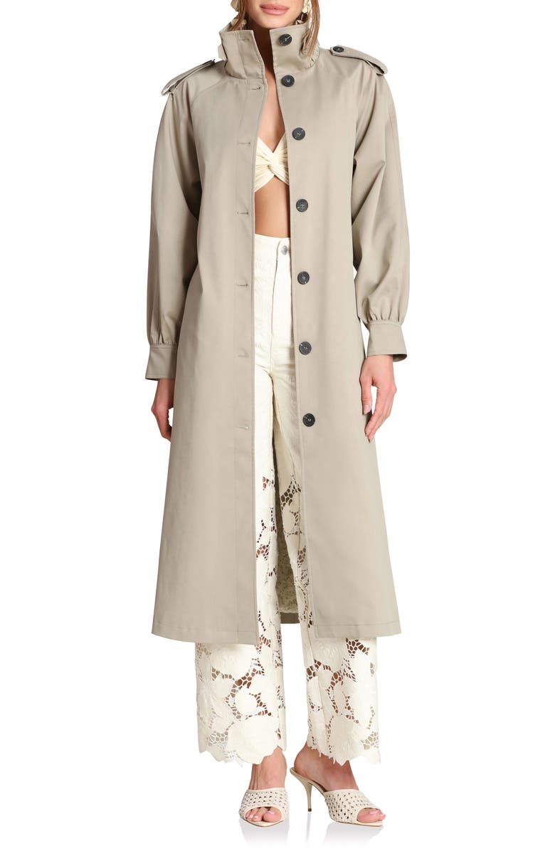 Avec Les Filles Funnel Neck Trench Coat, Alternate, color, Sage