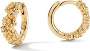 MADE BY MARY Cubic Zirconia Birthstone Flower Huggie Hoop Earrings