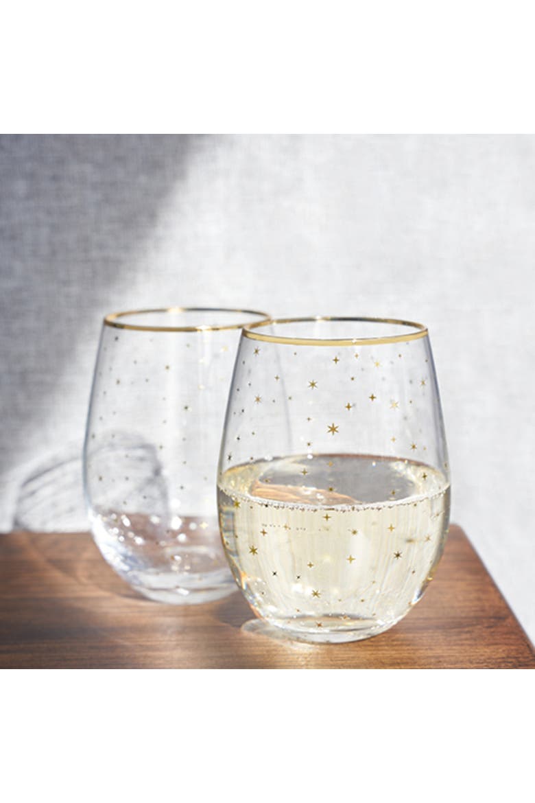 Starlight Stemless Wine Glasses Set of 2, Alternate, color, Gold