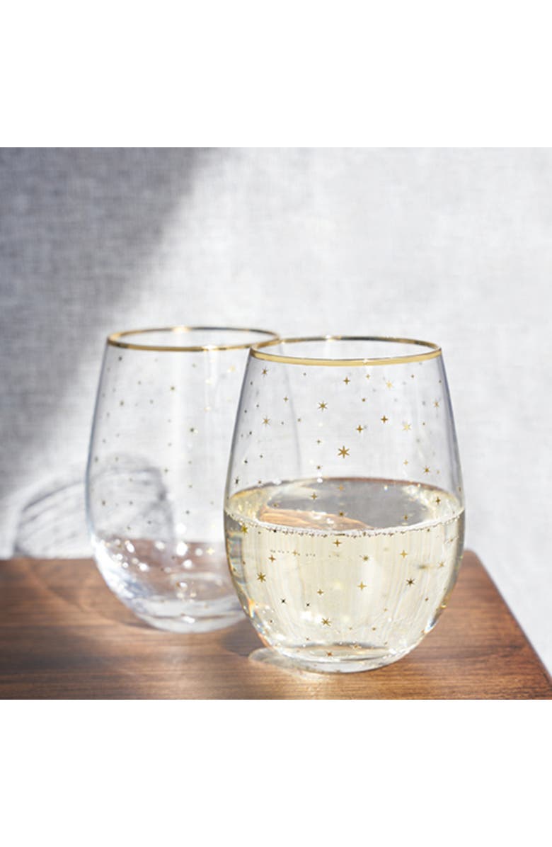 TWINE Starlight Stemless Wine Glasses Set of 2, Alternate, color, Gold