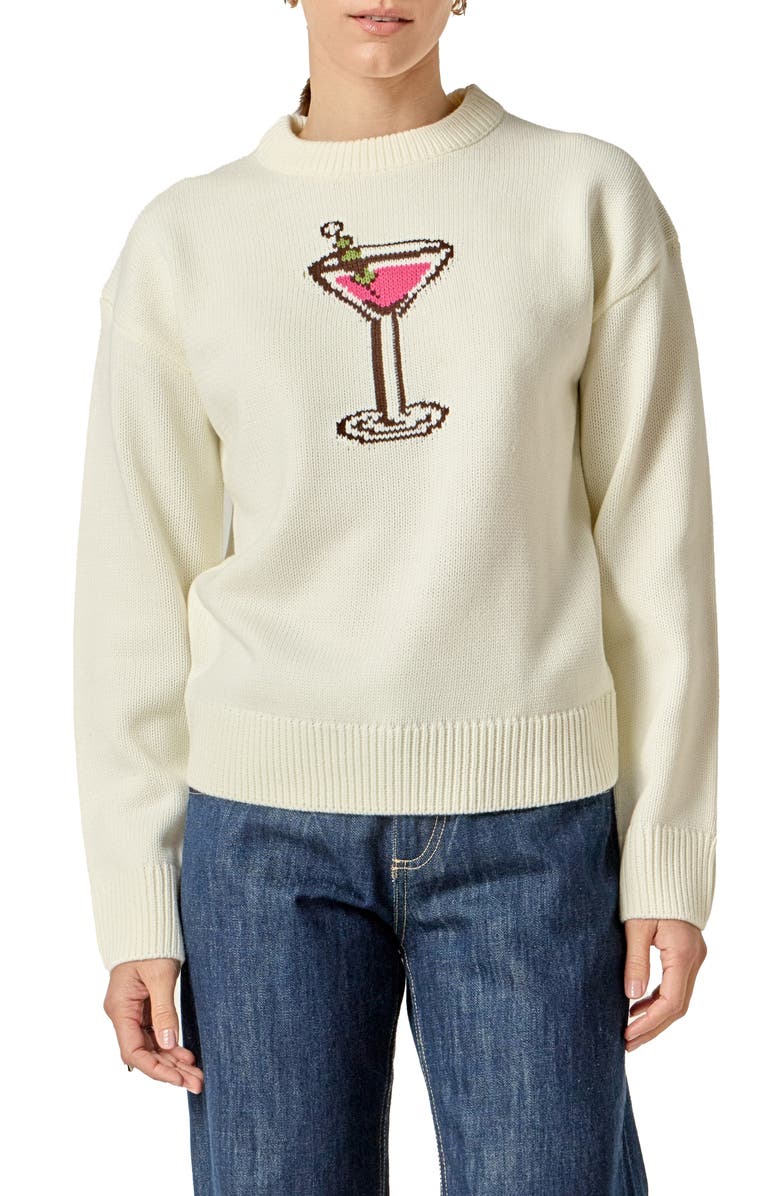 English Factory Cocktail Sweater, Main, color, Cream