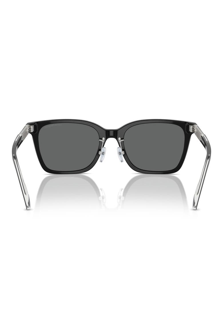 55mm Square Sunglasses, Alternate, color, SHINY BLACK / DARK GREY