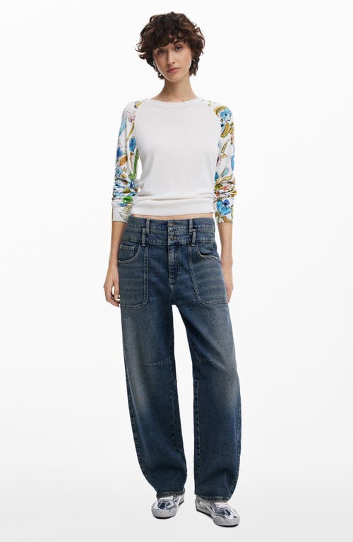 Desigual High Waist Boyfriend Barrel Legs Jeans In Medium Blue