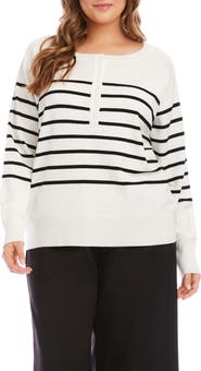 Karen Kane Stripe Henley Sweater