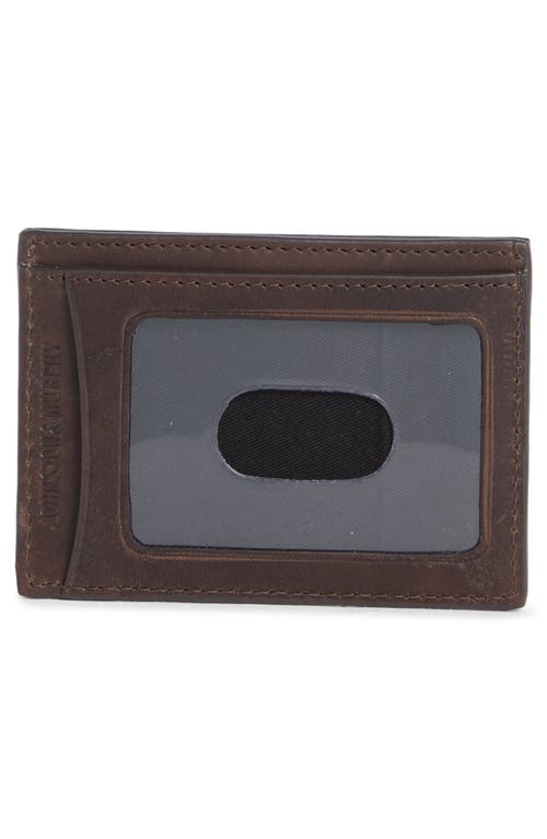 Johnston & Murphy Waxy Leather Card Case In Brown