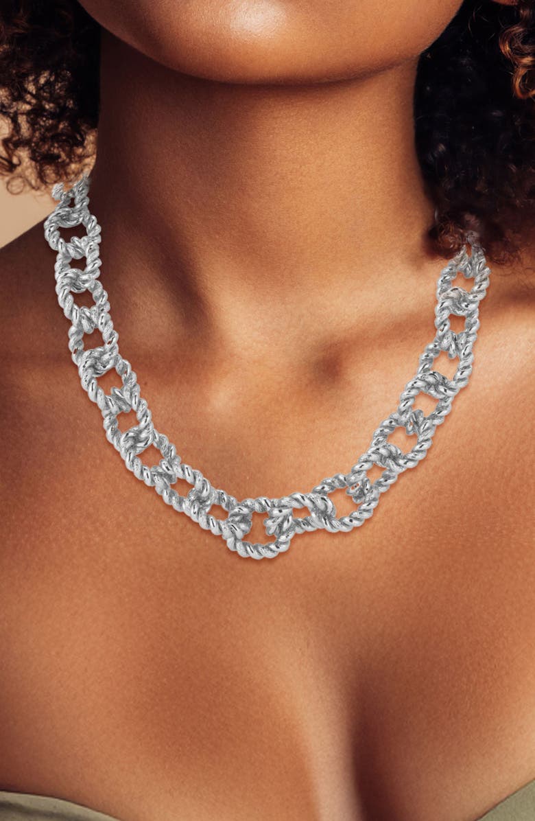 SPHERA MILANO Twisted Link Chain Necklace, Alternate, color, Silver