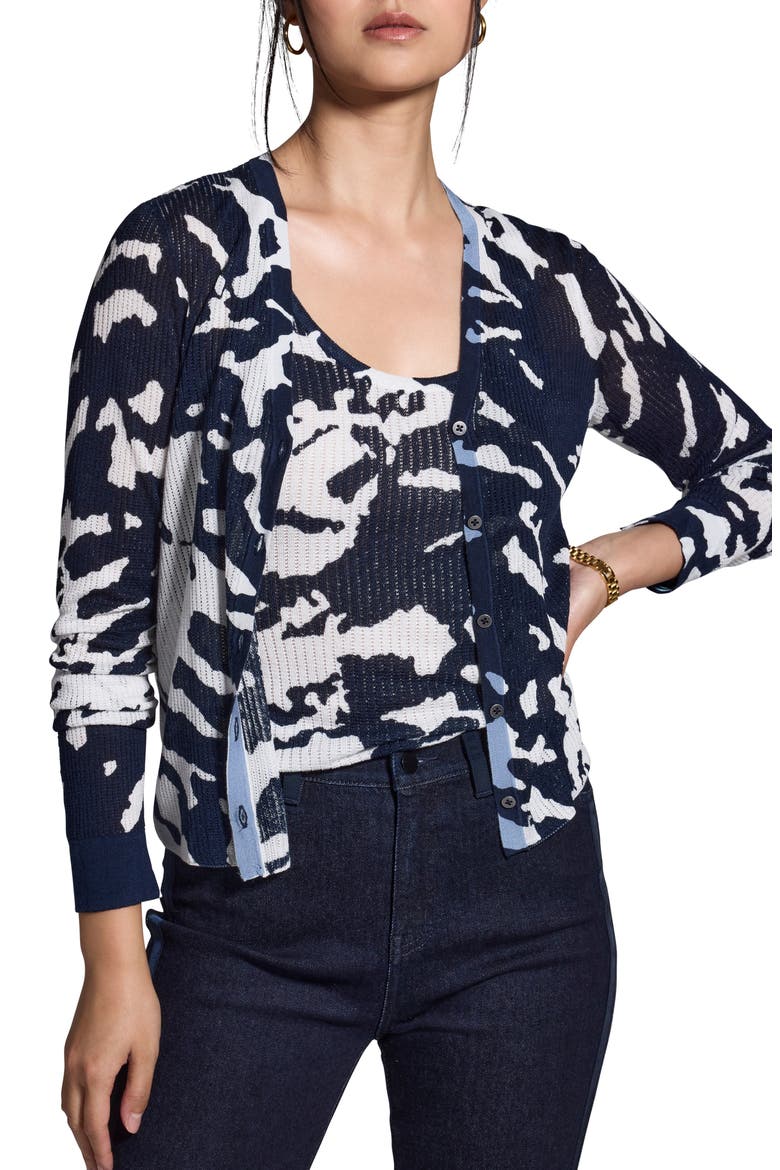 Nightfall Rib Cardigan, Main, color, INDIGO MULTI