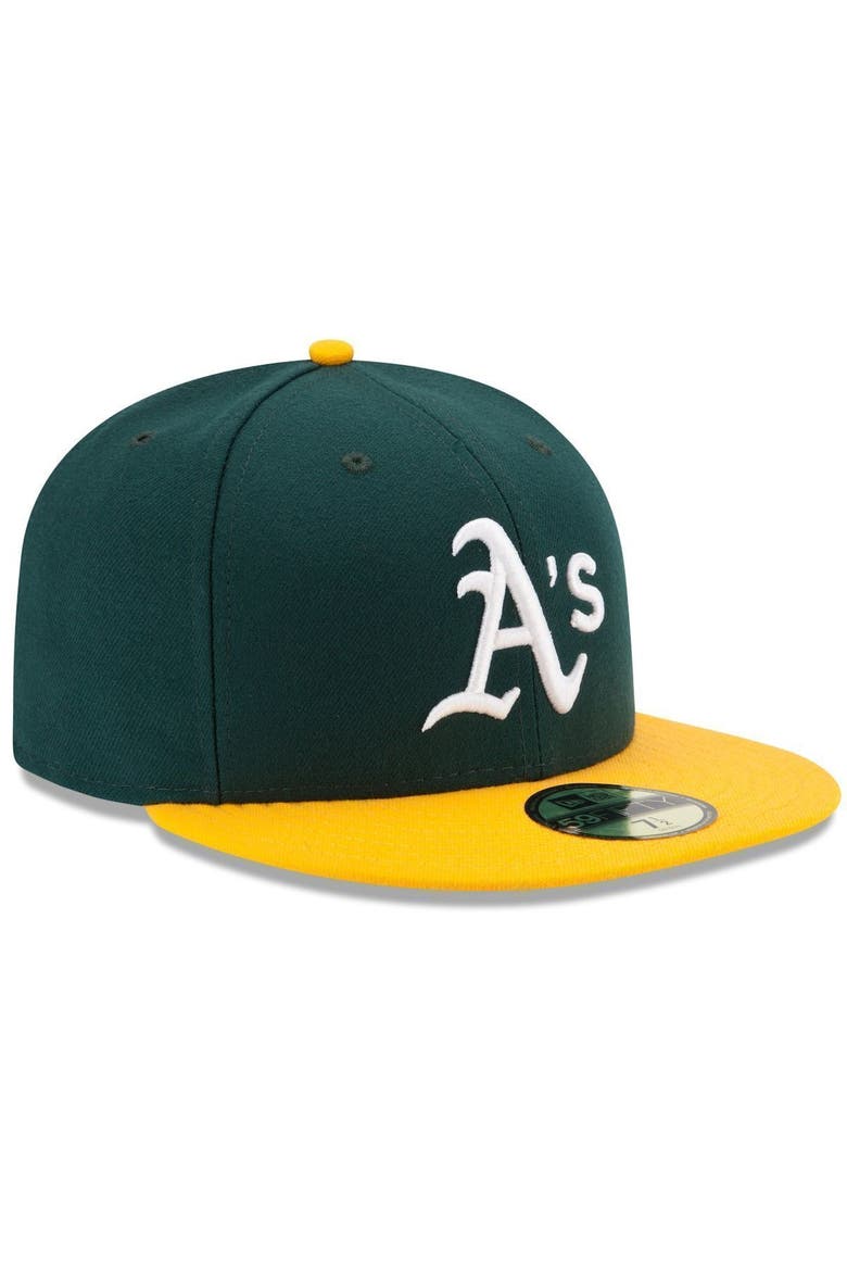 Men's New Era Green/Yellow Oakland Athletics Home Authentic Collection On-Field 59FIFTY Fitted Hat, Alternate, color, GREEN