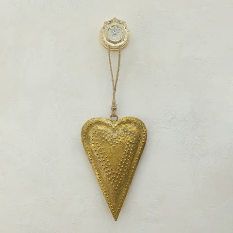 Embossed Iron Heart Bell with Jute