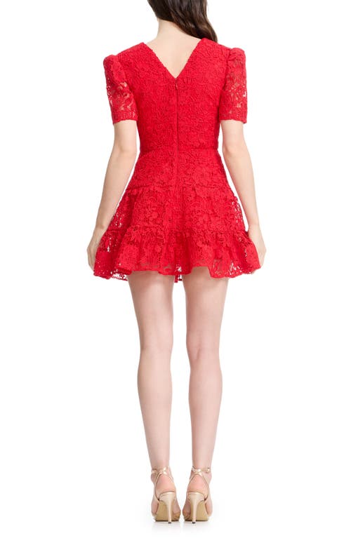 Dress The Population Hallie Lace Tiered Minidress In Red
