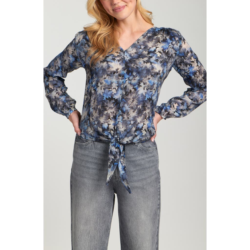 Apny Print Tie Front Top In Multi