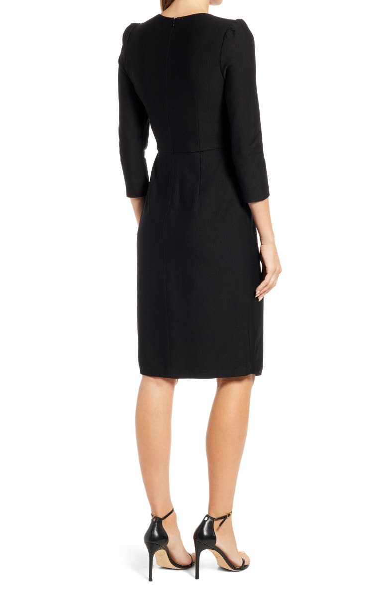 Harper Rose Pleat Asymmetric Long Sleeve Sheath Dress, Alternate, color, 