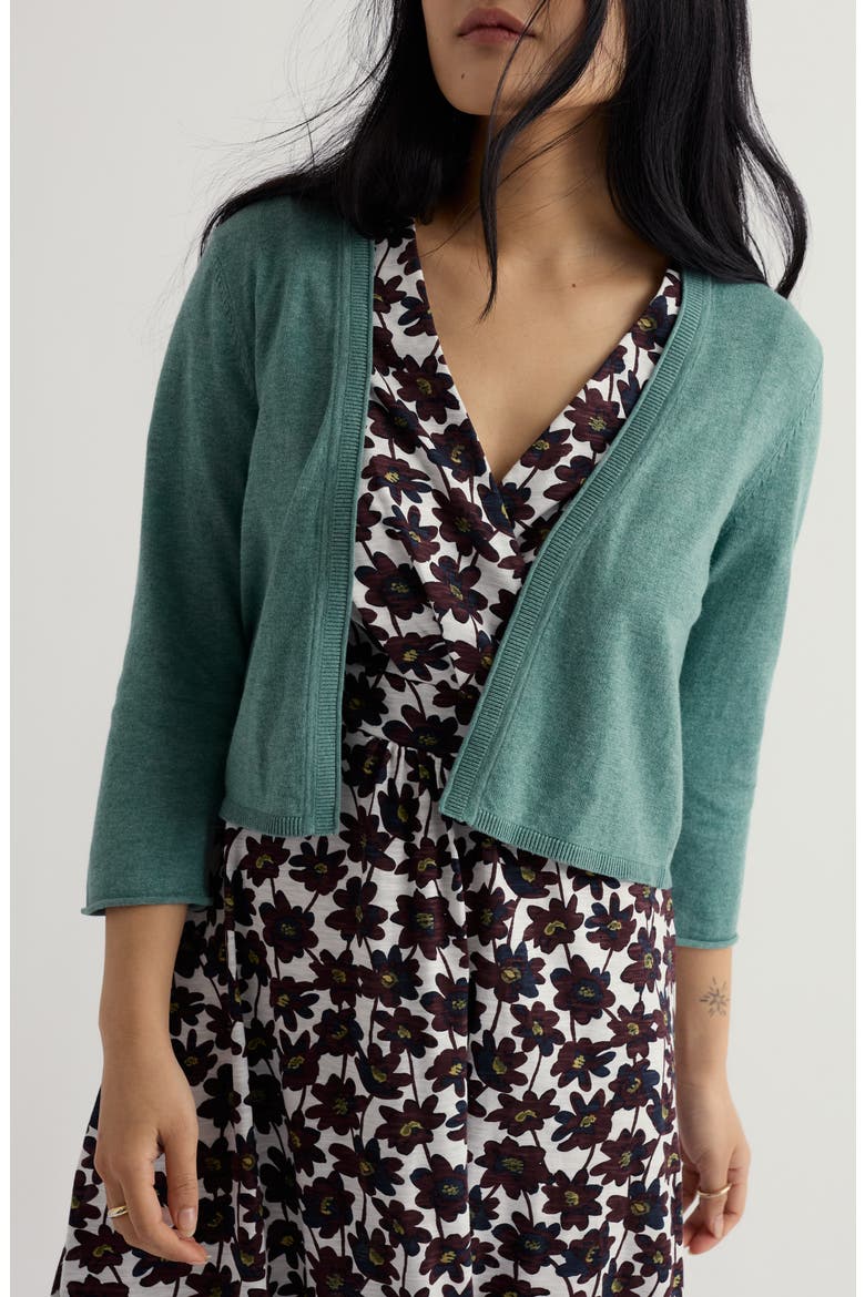 Vanessa Open Front Organic Cotton Crop Cardigan, Main, color, SARDINE