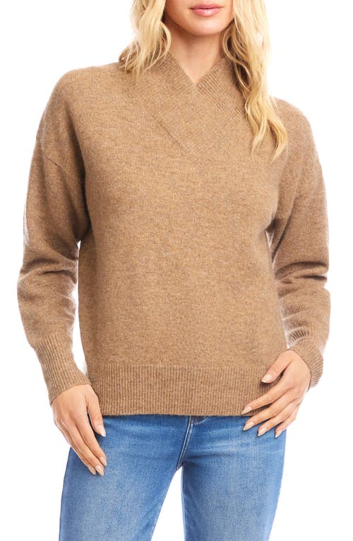 Karen Kane Crossover Collar Sweater In Brown