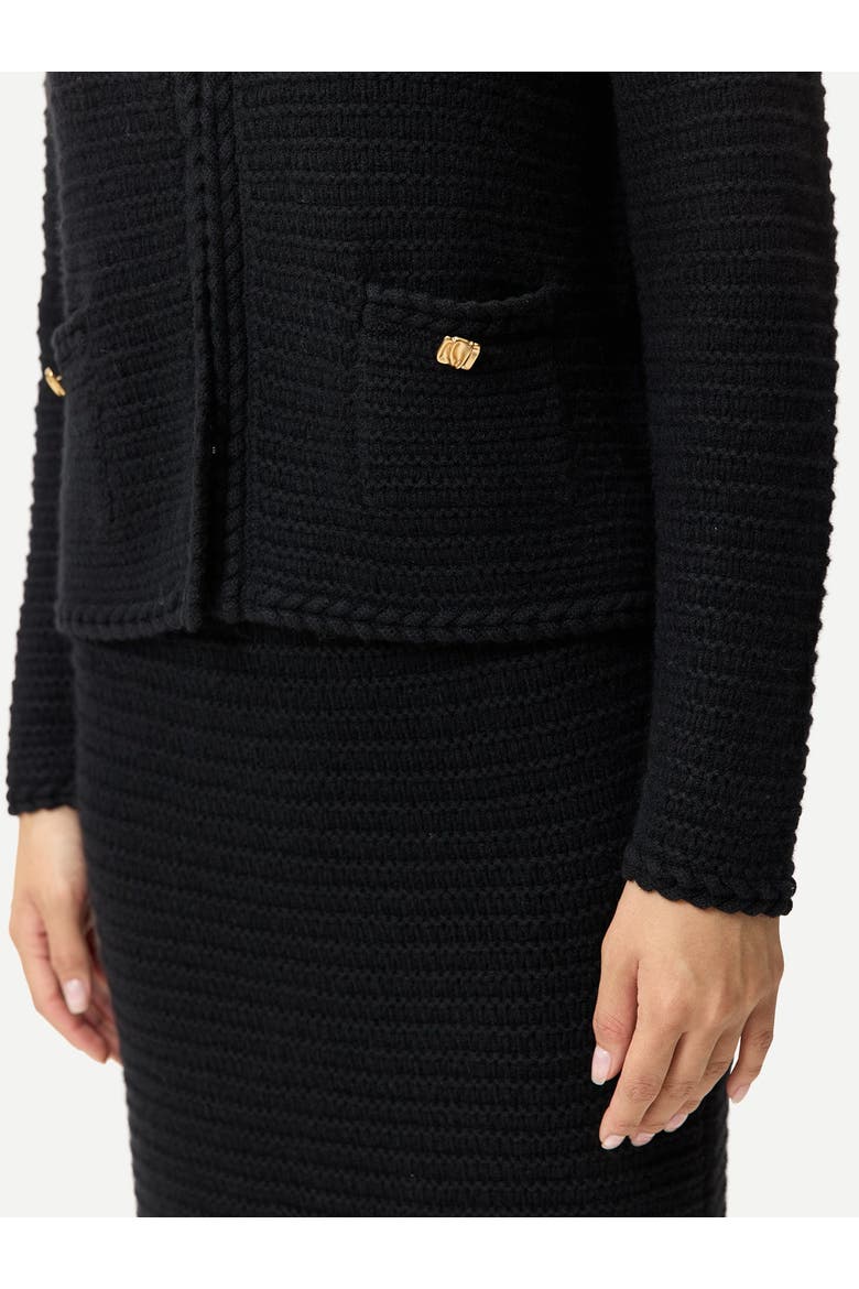 Textured Knit Cashmere Jacket-Style Cardigan, Alternate, color, black