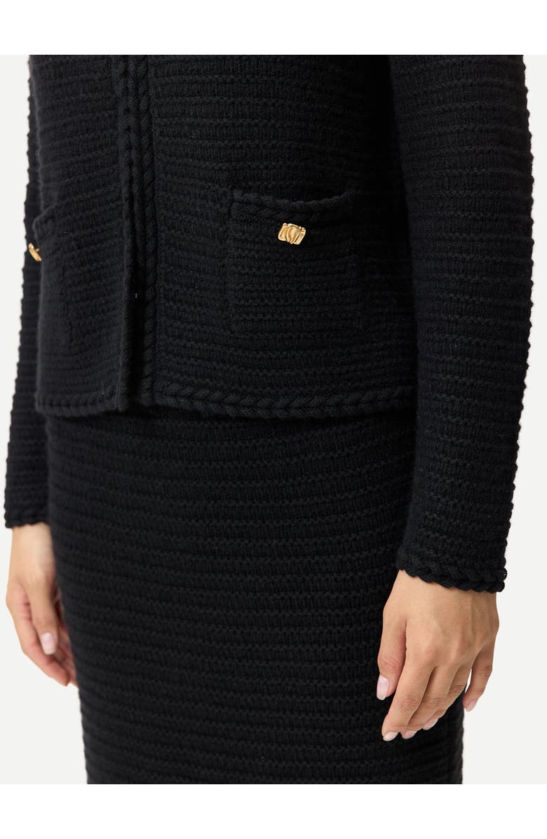 Gobi Cashmere Textured Knit Cashmere Jacket-Style Cardigan, Alternate, color, Black