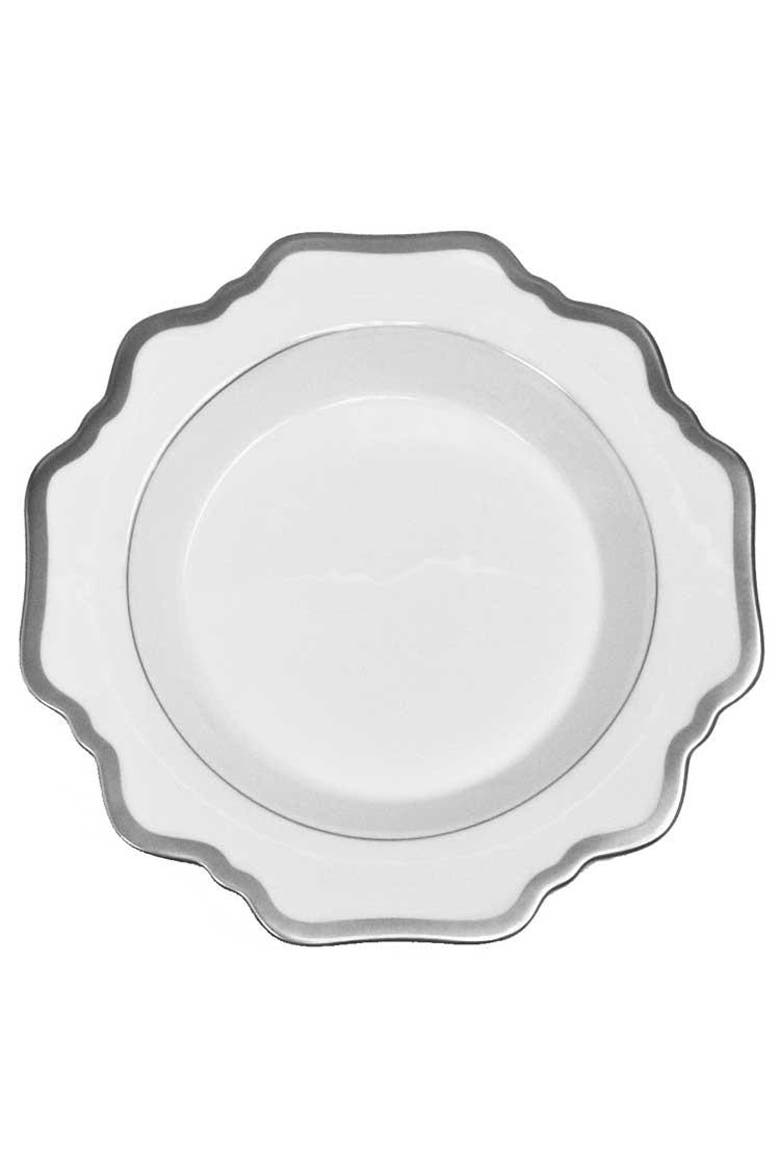 Antique Platinum Rim Soup Bowl, Main, color, White