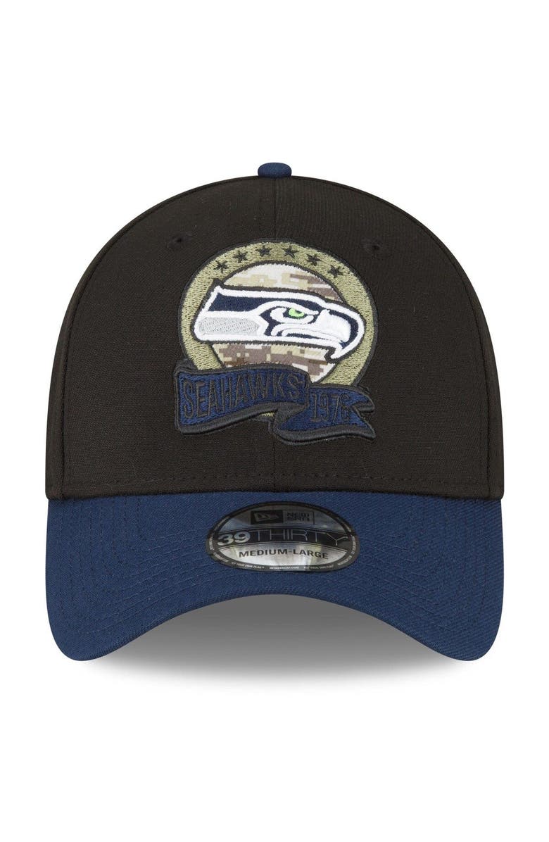 New Era Men's New Era Black/Navy Seattle Seahawks 2022 Salute To Service 39THIRTY Flex Hat, Alternate, color, 